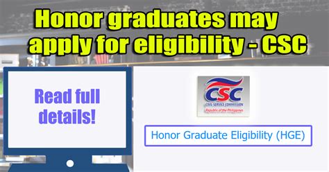how to apply honor graduate eligibility|CSC TO HONOR GRADUATES: APPLY FOR .